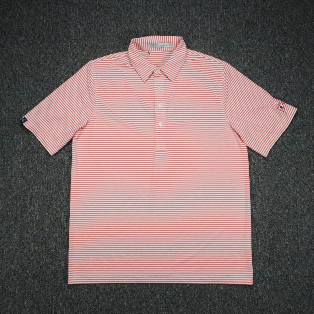 Criquet Shirt Mens Large Red White Striped Polo Short Sleeve Stretch Golf